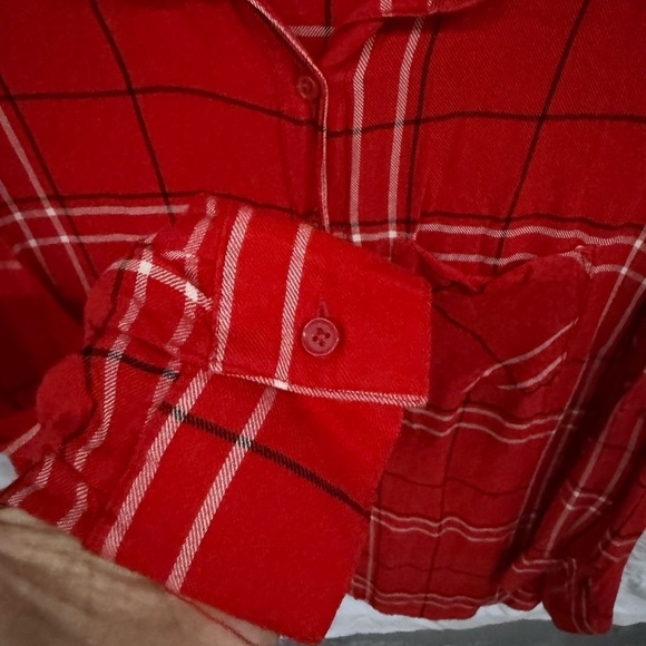 Faded Glory Red Casual Button Down Shirt Plaid 1X - Picture 4 of 6
